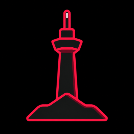 Minimalistisches Neon-Icon des Kickelhahnturms für Firmenwebsites in Ilmenau