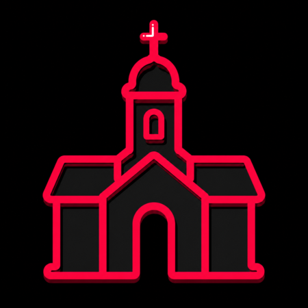 Neon-Stadt-Icon der Herz-Jesu-Kirche für Firmenwebsites in Kelsterbach