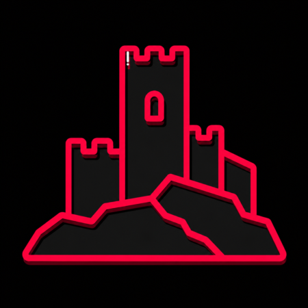 Neon-Stadt-Icon der Burgruine Königstein für Firmenwebsites in Königstein im Taunus