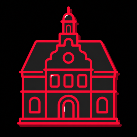 Minimalistisches Icon des historischen Renaissance-Rathauses für Firmenwebsites in Krempe.
