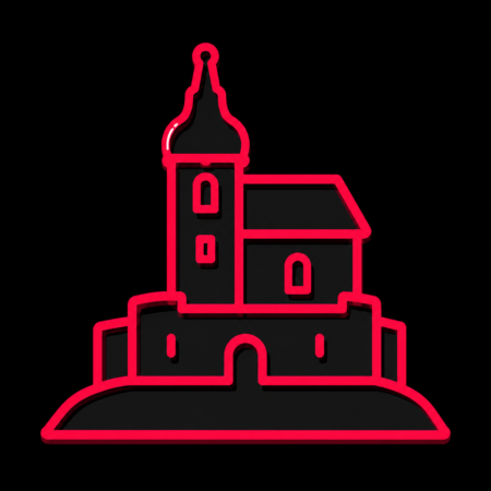 Neon-Stadt-Icon der Wehrkirche auf dem Florenberg für Firmenwebsites in Künzell