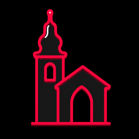 Firmenwebsites in Lassan – Stadt-Icon der St.-Johannis-Kirche Lassan mit hohem Turm, barocker Haube und Spitzbogen