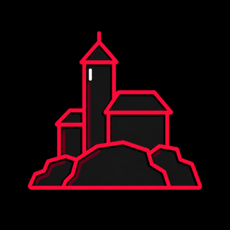 Minimalistisches Neon-Icon der Burg Scharfenstein für Firmenwebsites in Leinefelde-Worbis