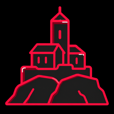 Firmenwebsites in Leisnig – minimalistisches Stadt-Icon der Burg Mildenstein über der Freiberger Mulde