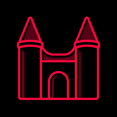 Minimalistisches Holstentor-Icon im Neon-Stil für Firmenwebsites in Lübeck.