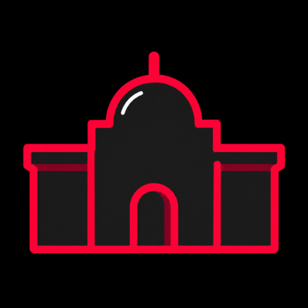 Minimalistisches Icon des historischen Rathauses für Firmenwebsites in Marne.