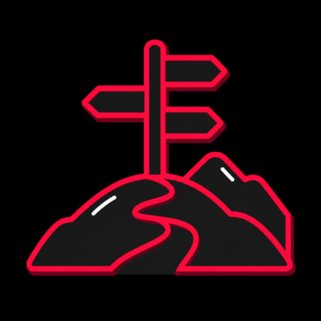 Minimalistisches Neon-Icon eines Rennsteig-Wegweisers für Firmenwebsites in Neuhaus am Rennweg