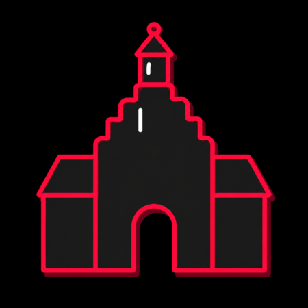 Minimalistisches Neon-Icon des Rathauses für Firmenwebsites in Neustadt an der Orla