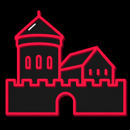 Firmenwebsites in Neustadt-Glewe – Stadt-Icon der mittelalterlichen Burg mit Rundturm und Wehrmauer