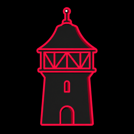 Neon-Stadt-Icon des Hexenturms für Firmenwebsites in Nidderau