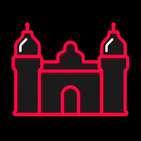 Minimalistisches Neon-Icon von Schloss Ehrenstein für Firmenwebsites in Ohrdruf
