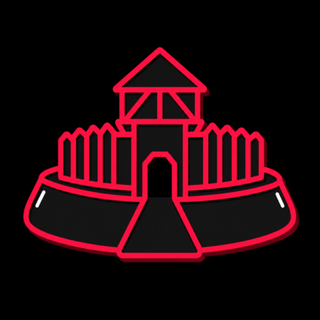 Minimalistisches Icon des Oldenburger Ringwalls mit slawischem Torhaus für Firmenwebsites in Oldenburg in Holstein.