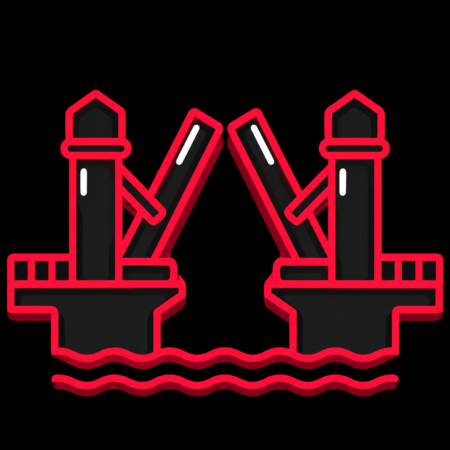 Firmenwebsites in Plau am See – Stadt-Icon der Plauer Hubbrücke mit geöffneter Brückenkonstruktion und Wasserlinie