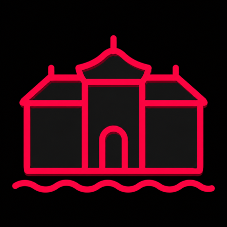 Minimalistisches Icon des Plöner Schlosses mit Wasserlinie für Firmenwebsites in Plön.
