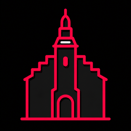 Minimalistisches Neon-Icon des Rathauses für Firmenwebsites in Pößneck