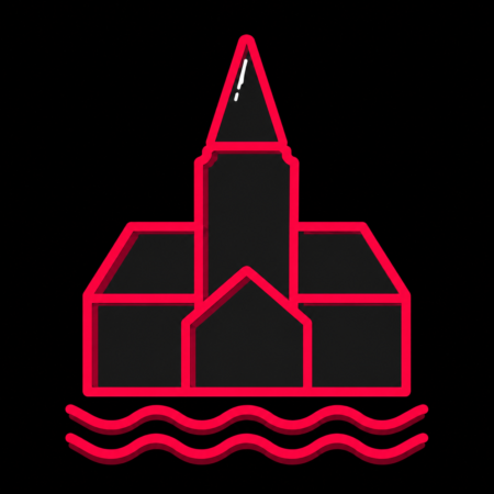Minimalistisches Icon des Ratzeburger Doms mit Wasserlinien für Firmenwebsites in Ratzeburg.