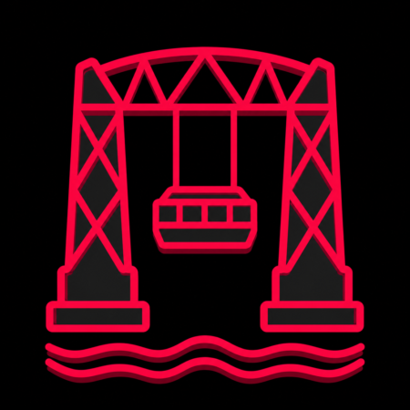 Minimalistisches Icon der Rendsburger Hochbrücke mit Schwebefähre für Firmenwebsites in Rendsburg.