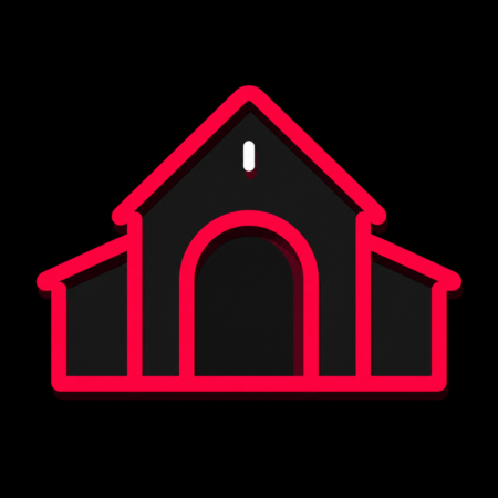 Minimalistisches Neon-Icon der Kelterscheune für Firmenwebsites in Rödermark