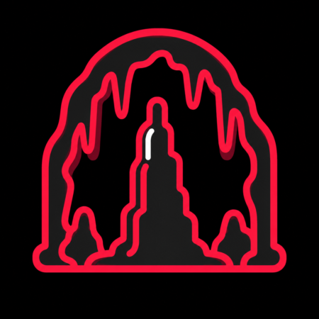 Minimalistisches Neon-Icon der Saalfelder Feengrotten für Firmenwebsites in Saalfeld/Saale