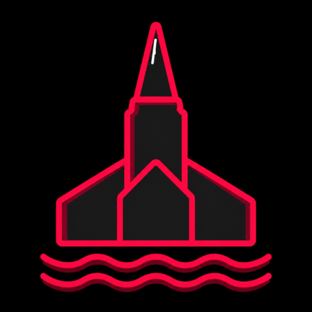 Minimalistisches Icon des St.-Petri-Doms mit Schlei-Wasserlinie für Firmenwebsites in Schleswig.