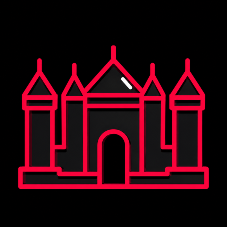 Minimalistisches Neon-Icon von Schloss Bertholdsburg für Firmenwebsites in Schleusingen