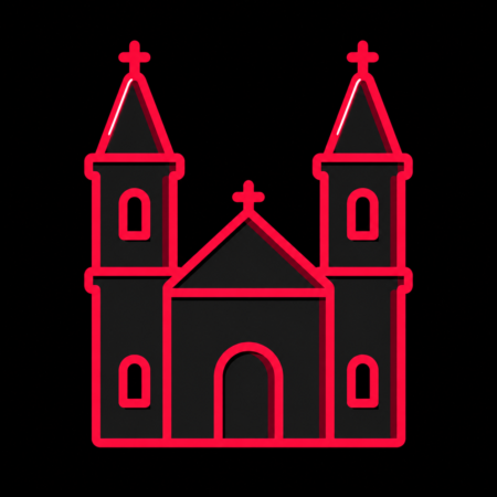 Neon-Stadt-Icon der Einhardbasilika für Firmenwebsites in Seligenstadt