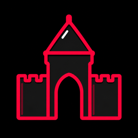 Minimalistisches Neon-Icon des Erfurter Tors für Firmenwebsites in Sömmerda