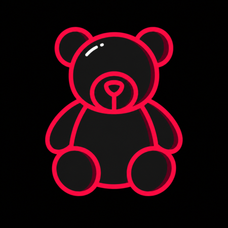 Minimalistisches Neon-Icon eines Teddybären für Firmenwebsites in Sonneberg