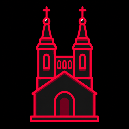 Minimalistisches Neon-Icon der Stadtkirche St. Marien für Firmenwebsites in Stadtilm
