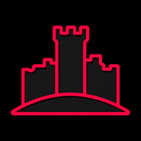 Minimalistisches Neon-Icon der Burgruine Hallenburg für Firmenwebsites in Steinbach-Hallenberg