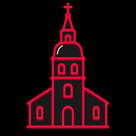 Firmenwebsites in Sternberg – Stadt-Icon der Stadtkirche St. Maria und St. Nikolaus mit markantem Turm und hoher Dachhaube