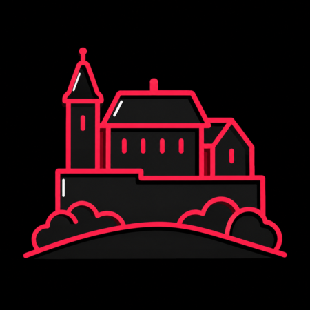 Firmenwebsites in Stollberg/Erzgebirge – minimalistisches Stadt-Icon von Schloss Hoheneck auf der Anhöhe