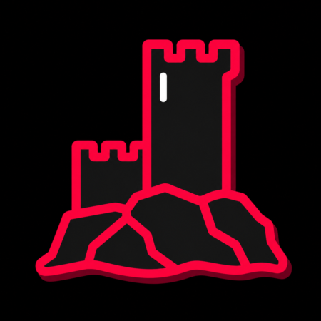 Firmenwebsites in Wasungen – Stadt-Icon mit Burg Maienluft, markantem Bergfried und angedeutetem Felssockel.