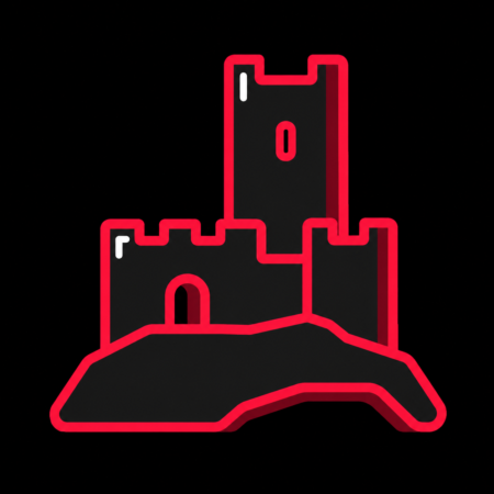 Minimalistisches Neon-Icon der Osterburg für Firmenwebsites in Weida