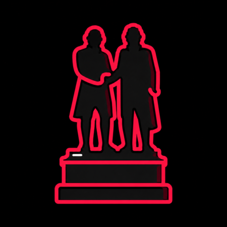 Minimalistisches Neon-Icon des Goethe-Schiller-Denkmals für Firmenwebsites in Weimar