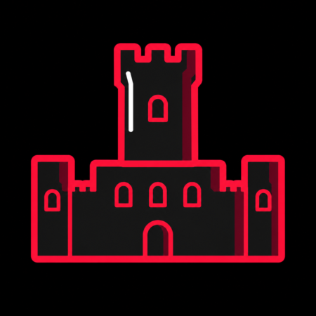 Firmenwebsites in Weißensee – Stadt-Icon mit der Runneburg, markantem Hauptturm und reduzierter Burganlage.