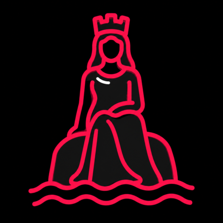 Minimalistisches Icon der Wilhelmine-Skulptur mit Nordseewelle für Firmenwebsites in Westerland.