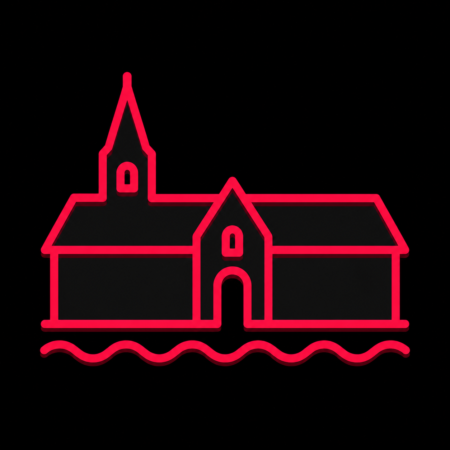 Firmenwebsites in Zarrentin am Schaalsee – Stadt-Icon des Klosters Zarrentin mit Kirchturm und Schaalsee-Wasserlinie