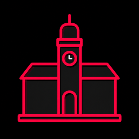 Minimalistisches Neon-Icon des Rathauses für Firmenwebsites in Zeulenroda-Triebes